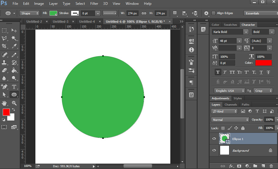 Circle with Ellipse tool