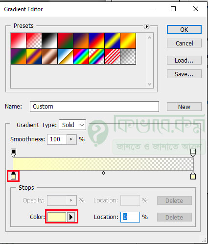 Gradient Editor Box & Color Selection