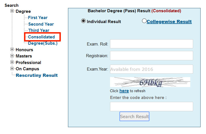 Degree Consolited Result