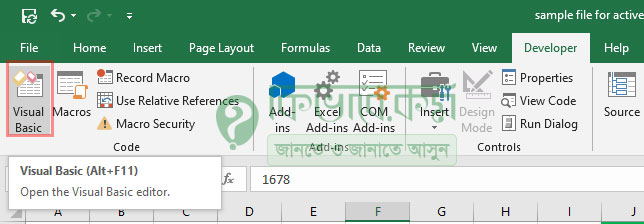 open visual Basic in Excel