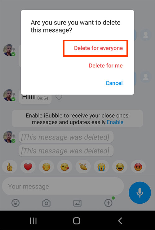 Delete imo message for everyone