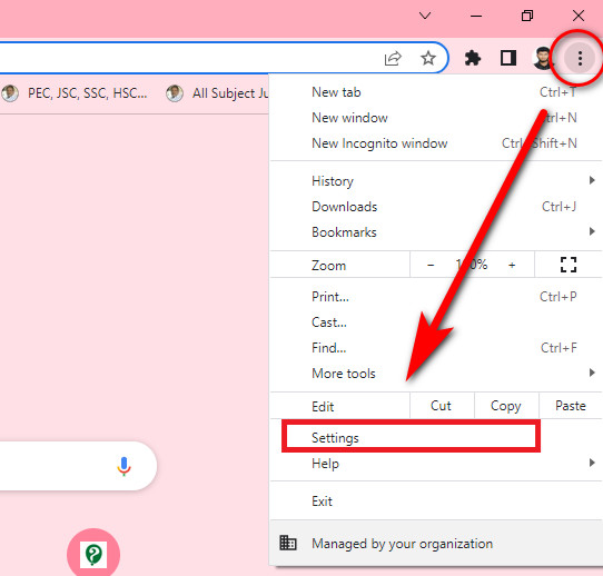 google chrome settings