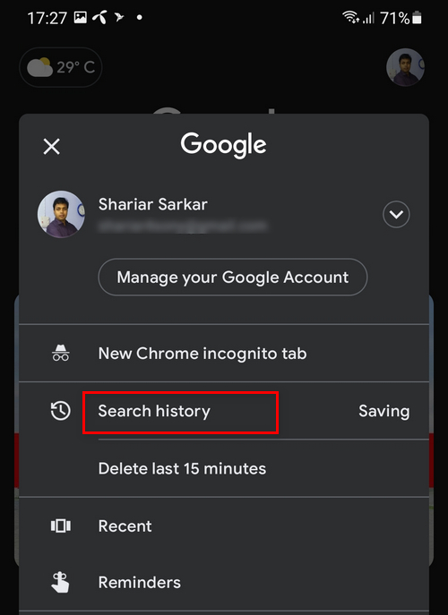 google search history