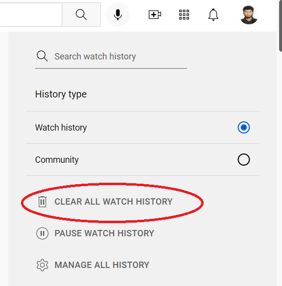 Clear All watch history