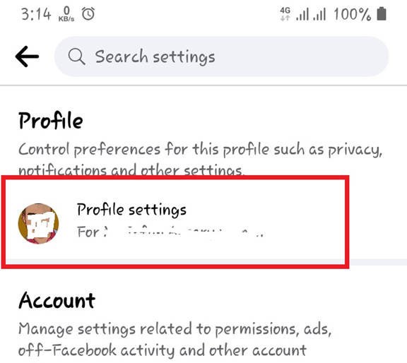 Facebook profile settings 