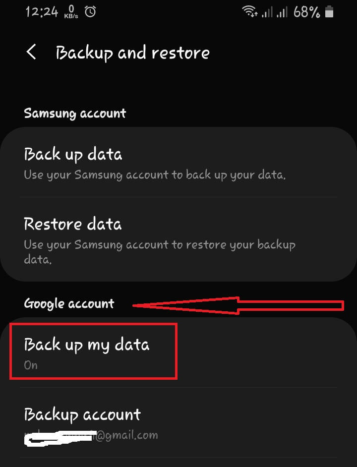 backup my data on Google account