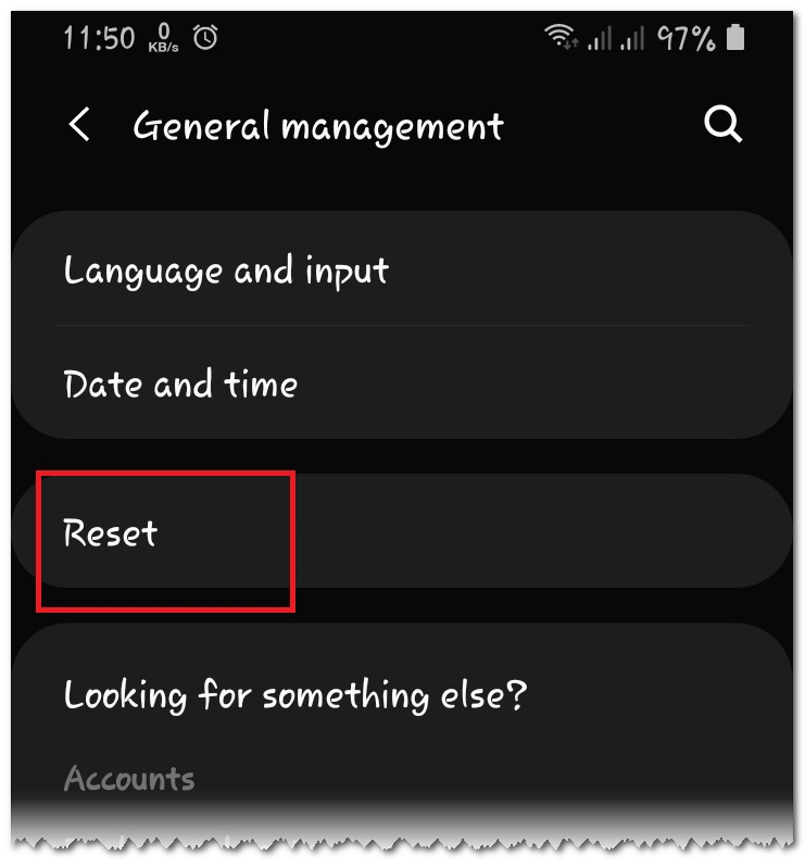 Reset General Management settings