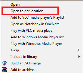 open folder location