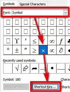 Symbol Shortcut Key
