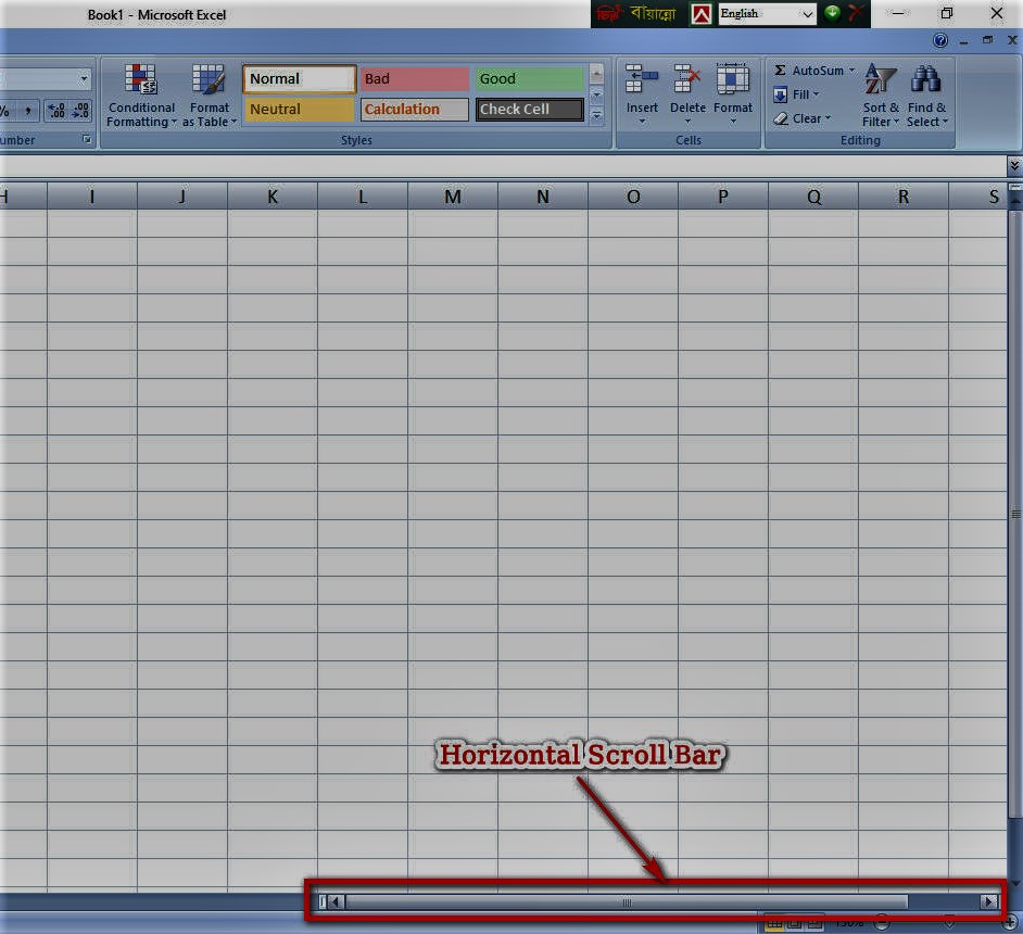 Excel Horizontal Scroll Bar
