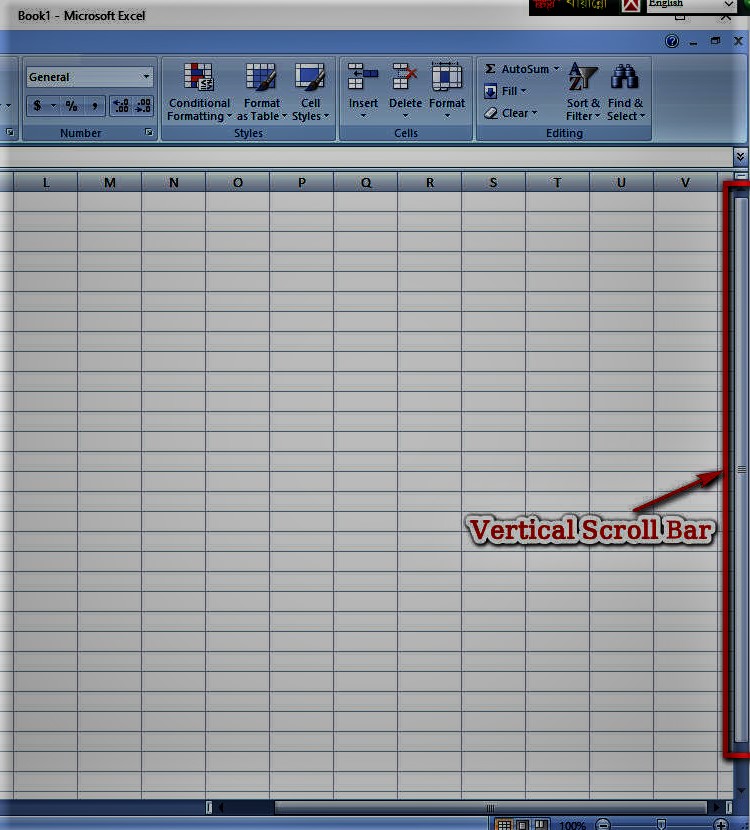 MS Excel vetical scroll bar