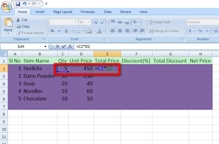 Excel শীটে গুণ করা