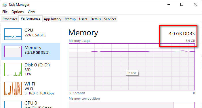 RAM DDR3 in Task Manager