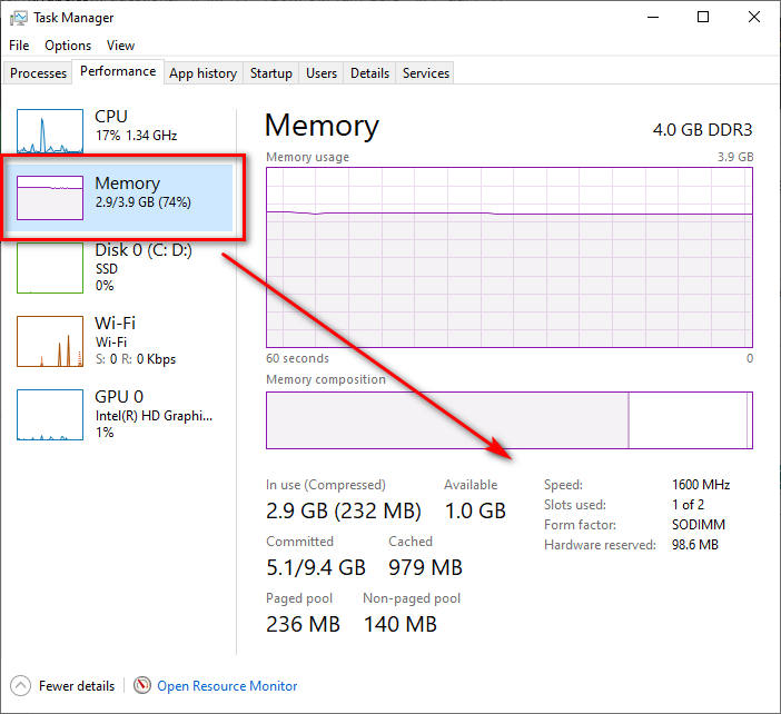 RAM - Memory details on Task Manager